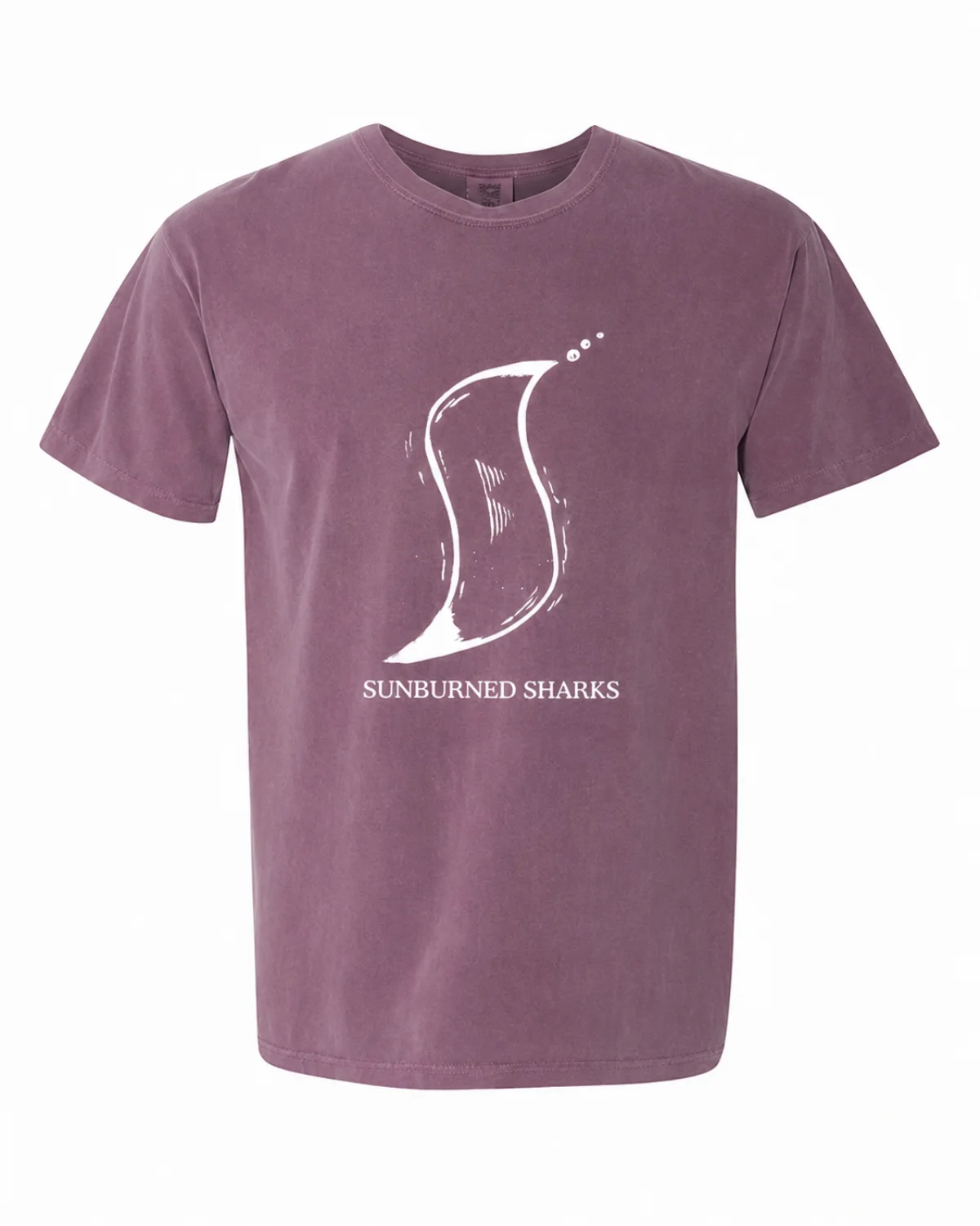 Burgundy Sunburned Sharks logo T shirt