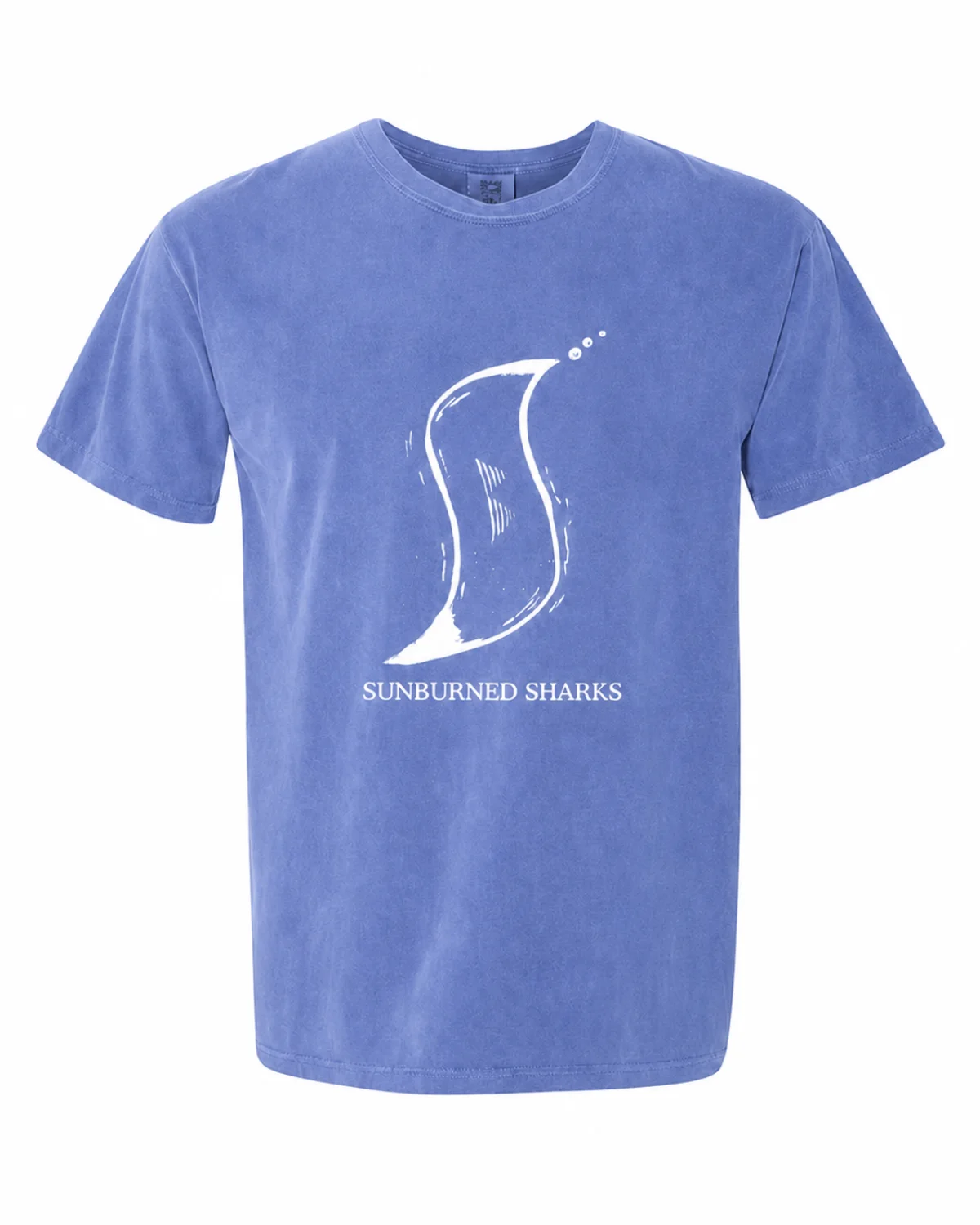 Periwinkle Sunburned Sharks logo T shirt